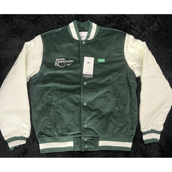 Nike Sport Sanctuary Wellness Dept Jacket Green Corduroy FB9972-397 Men Sz M NWT
